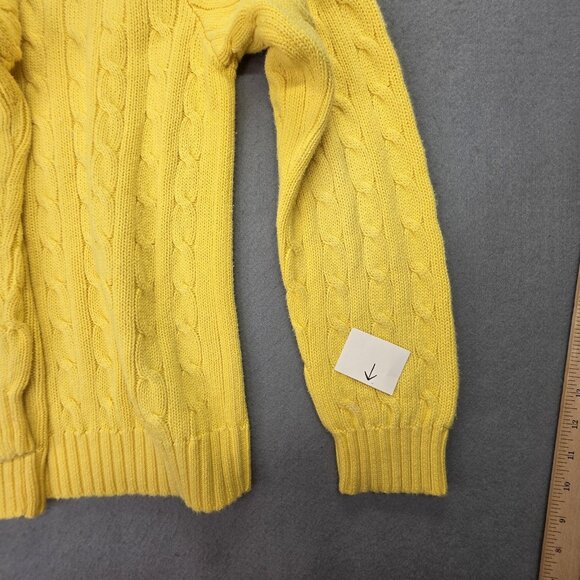 Ralph Lauren Sweater Womens XL Yellow Cable Knit V Neck Cotton Pony Pullover - Picture 10 of 10